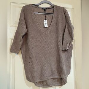 Express Women's V-Neck Sweater in Taupe